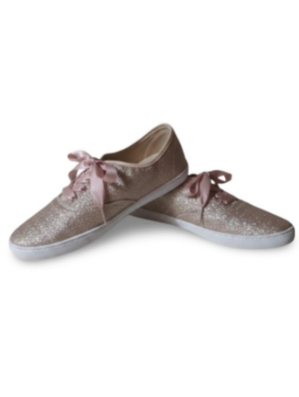 Gold Glitter Sneakers with Ribbon Tie by Ardene Sz 8